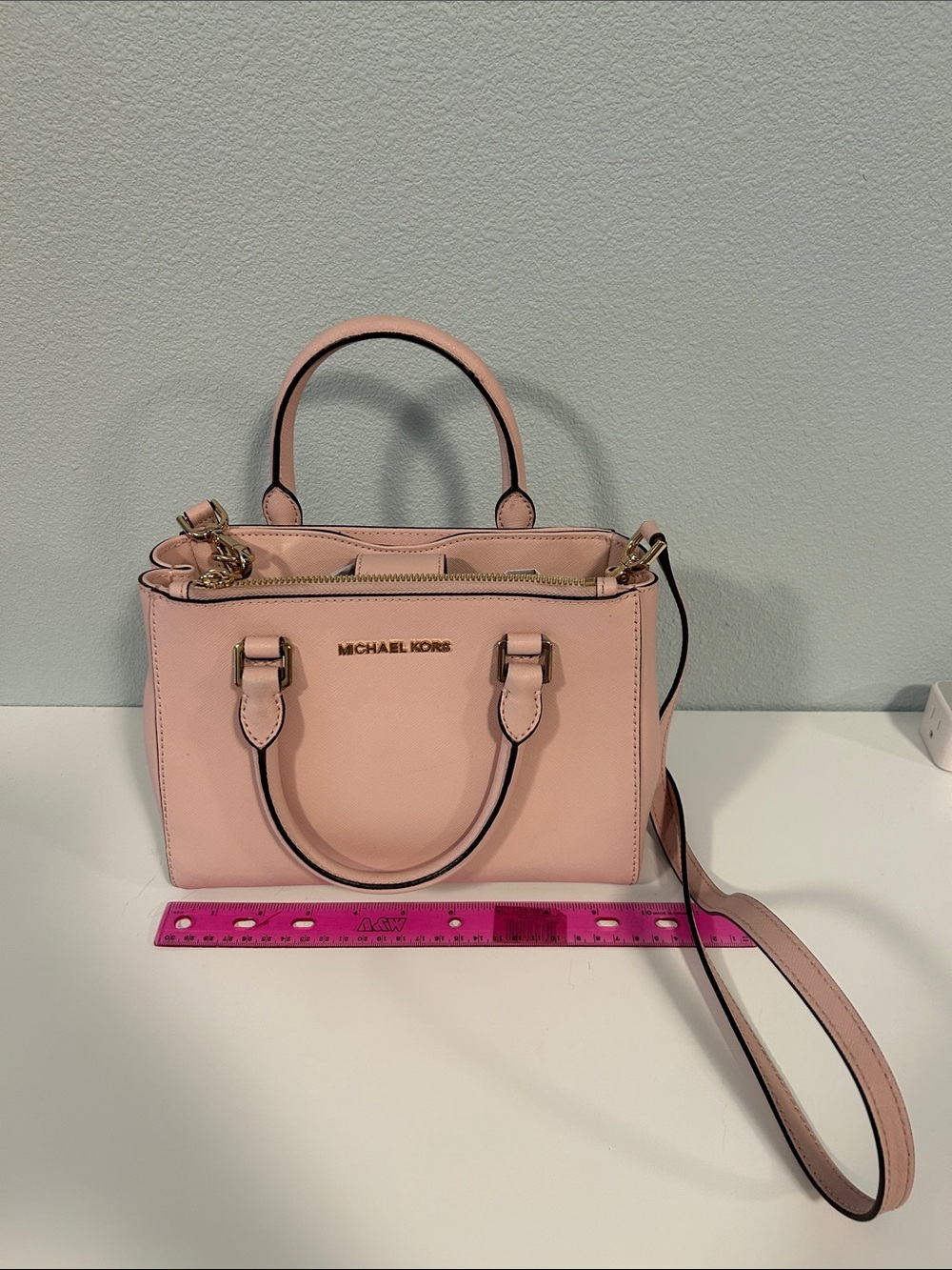 Michael Kors Blush Pink Leather Satchel with Shoulder Strap